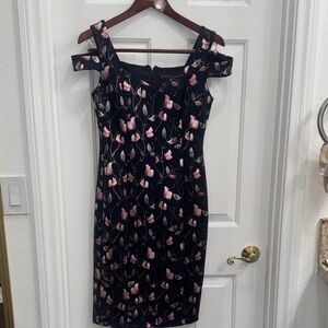Enfocus Studio Navy and Pink Floral Mini Dress